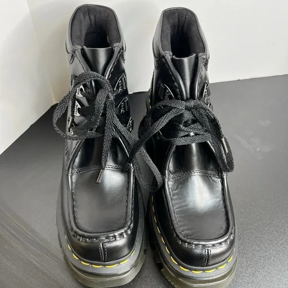 NEW Dr. Martens Black Combat Corran Chunky Platform Heeled Boots Gothic Size 7 - Picture 7 of 9